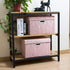 PRANDOM 1-Pack Larger Collapsible Storage Bin with Lid, Pink Fabric Decorative Box Cube Organizer for Bedroom, Closet,