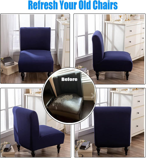 Armless Accent Slipper Chair Covers, Stretch Living Room Slipper Chair Slipcover Spandex Jacquard Fabric Removable