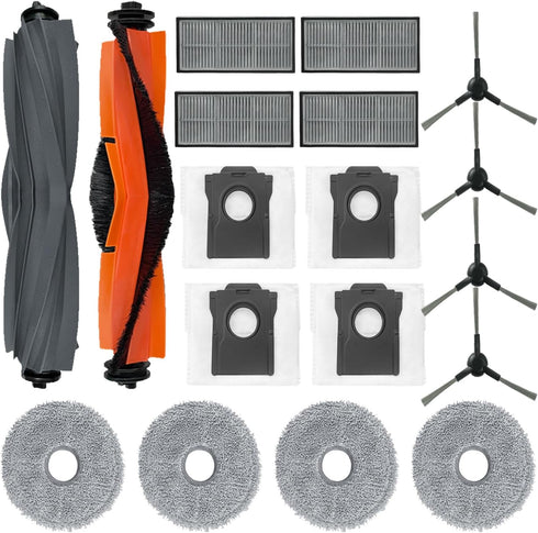 Replacement Parts for Dreame X30 Ultra / L10s Pro Ultra Robot Vacuum, 1 Main Brush, 1 Rubber Brush, 4 Side Brushes, 4