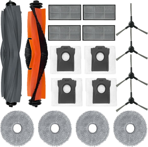 Replacement Parts for Dreame X30 Ultra / L10s Pro Ultra Robot Vacuum, 1 Main Brush, 1 Rubber Brush, 4 Side Brushes, 4