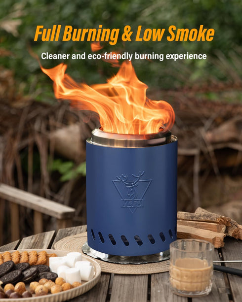 YEFU Tabletop Fire Pit, 9.7 x 7.1 in, Low Smoke Camping Stove for Outdoor & Patio, Safe Burning with Travel Bag & Mini