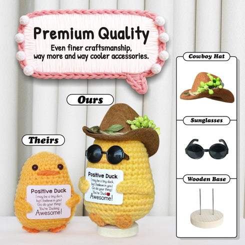 Positive Duck Decor, Crochet Duck Gifts, Mini Positive Crochet Animals, Positive Potato, Support Pickle Emotional Home