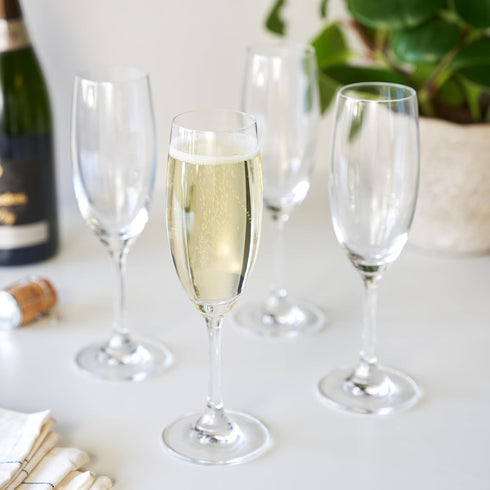 True Cuvée Crystal Champagne Flutes Set of 4, Stemmed Glasses for Sparkling Wine & Mimosas, 7oz