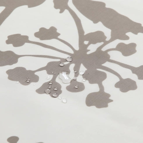 Cream Fabric Shower Curtain - Waterproof Floral Leaves Polyester Fabric, Plants Printed Shower Curtains for Bathroom,