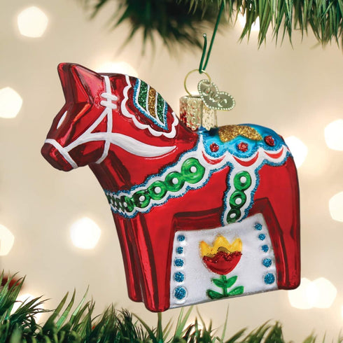 Old World Christmas Glass Blown Ornaments - Swedish Dala Horse for Christmas Tree