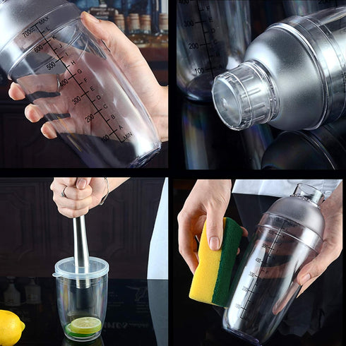 700cc / 24 oz Plastic Cocktail Shaker Mixer, Boba Tea Shaker, Professional Bar Tools Set (2)