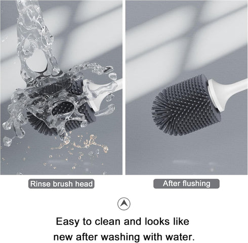 Lefree Silicone Toilet Brush and Holder, Bathroom Cleaner Brush Set, Non-Slip Handle with TPR Soft Bristle