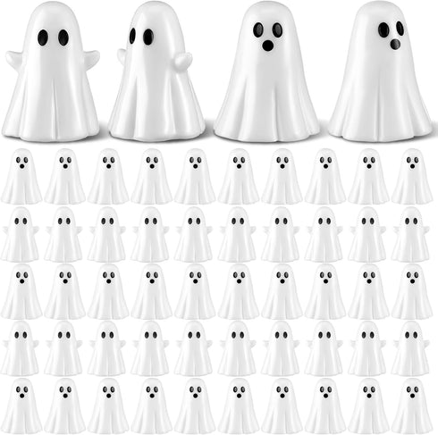 50 Beeveer Pcs Halloween Mini Ghosts Figurines Resin Tiny Ghosts Spooky Small Miniature Figures Tiered Tray Decor