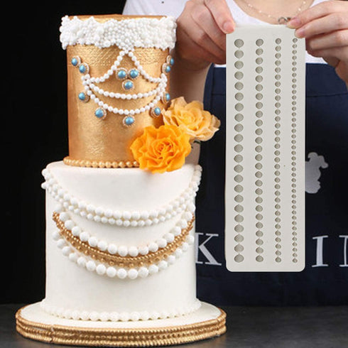 Pearl Fondant Molds - 4 Size Round Pearl Chain Silicone Mold for Cupcake Toppers, Fondant Candy Decoration