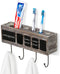 MyGift Wall Mounted Solid Torched Wood Bathroom Accessory Holder and Towel Hook