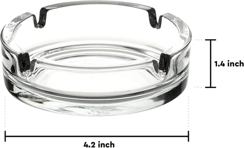 Fargus Glass Ashtrays for Cigarettes, Portable Decorative Modern Ashtray for Indoor Outdoor Use, Pack of 2 (Clear)