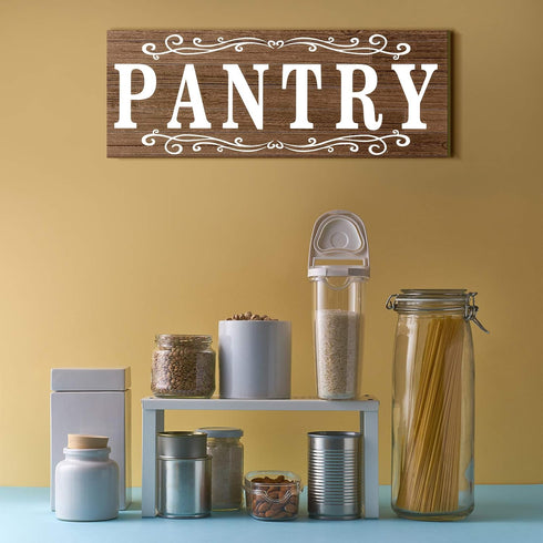 Pantry Sign Wall Decor, Farmhouse Wooden Rustic Retro Hanging Art for Home Room Holiday Decoration