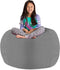Posh Stuffable Kids Stuffed Animal Storage Bean Bag Chair Cover, X-Large 48", Solid Gray