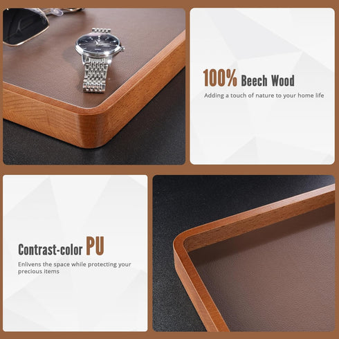 ProCase Wooden Valet Tray for Men, Wood Catch-All EDC Organizer, Nightstand, Entryway Bedside Dump Holder, for Wallets