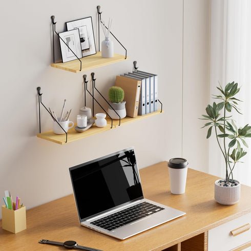 Set 3- QsQueen Elevate Your Space with Rustic Wood Floating Shelves of Perfect for Bedroom, Living Room, Bathroom