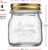 Bormioli Rocco Quattro Stagioni Set of 4 Clear Airtight Mason Jars, 8.5 Oz, Made from BPA Free Durable Glass