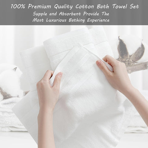QAJ 8-Piece Set, 100% Set (2 2 4 Bath Towels Cotton Thick Soft Highly Absorbent Durable, Quick Dry, Bathroom Towels