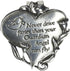 Never Drive Faster Heart Visor Clip, Cathedral Art, Silver, 2 inches