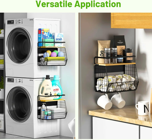 Counter, Ofiray-home Magnetic Shelf for Fridge with Wood Lid, Fruit Potato and Onion Storage Bins, Pantry Organizers