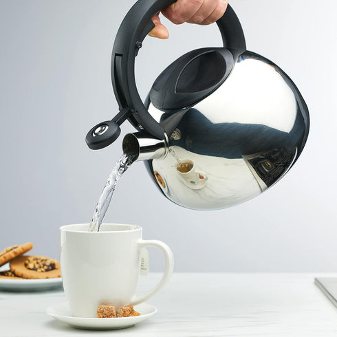 Farberware Teakettles Stainless Steel Egg-Shaped Whistling Tea Kettle, 2.3 Quart, Silver by Farberware