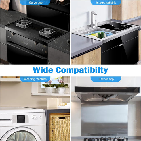 Stainless Steel Stove Gap Covers - Kitchen Stove Counter Gap Filler, Easy to Clean, Retractable Length 13.8" to 27.6"