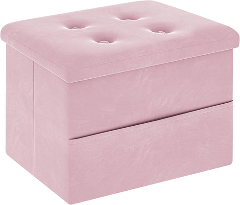 ZOES HOMEWARE Small Storage Ottoman Foot Rest, Velvet Ottoman with Storage and