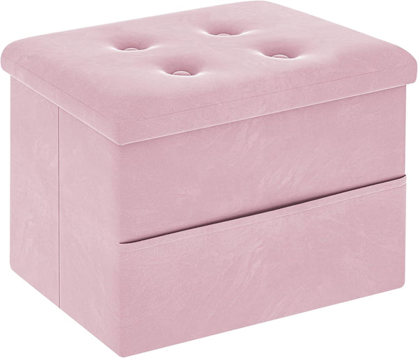 ZOES HOMEWARE Small Storage Ottoman Foot Rest, Velvet Ottoman with Storage and