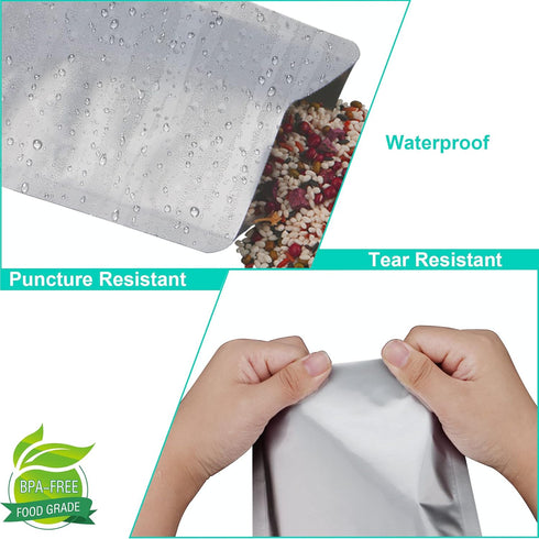 50 PCS 1 Pint Mylar Bags for Food Storage, Heat Sealable Bags for Coffee Beans, Tea, Grains, etc. (5.9 x 7.9 Inch)
