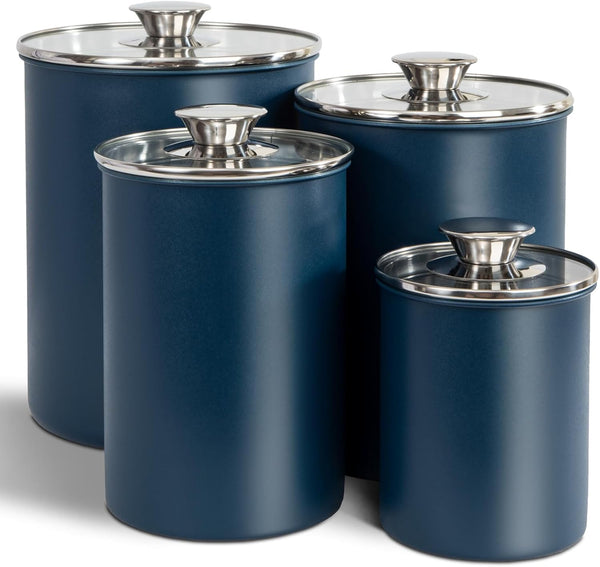 malmo Stainless Steel Food Canister Set of 4-Piece, 16/49/85/132 Ounces,Airtight Containers with