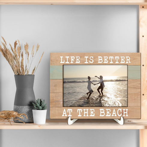Life is Better at the Beach Photo Frame, Beach House Gifts for Women Men, 4x6 Photo Home Office Desk Decor