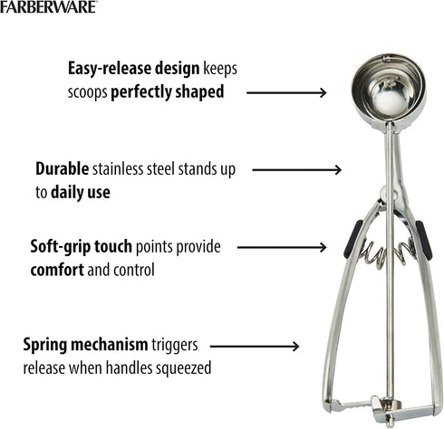 Farberware Professional Stainless Steel Cookie Dough Scoop - 8.27 Inch, Black