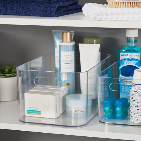 STORi Bliss Clear Plastic Storage Bin, 12” x 8” Pantry Organizers for Kitchen, Laundry, Office