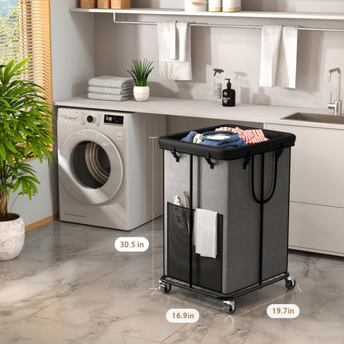 ZATOCL 150L Large Laundry Basket with Wheels, Rolling Laundry Hamper with Removable Laundry Bag & Metal Frame, Oxford