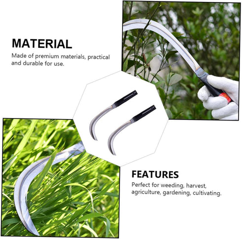 YARNOW 2Pcs Steel Willow Leaf Sickle, Fierce Farming Weeder, Gardening Hand Tool for Harvesting Grass and Weeding