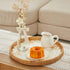 Nonam 100% 12" Shellac Rattan Tray with Mother of Pearl Inlay, Round Decorative Serving Tray for Home Dcor Coffee Table