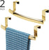 mDesign Steel Over Door Curved Towel Bar Storage, Hanger for Cabinet or Cupboard, Holder Rack for Kitchen, Bathroom - Holds Hand/Dish Towels, Washcloths - Spira Collection - 2 Pack - Soft Brass by mDesign