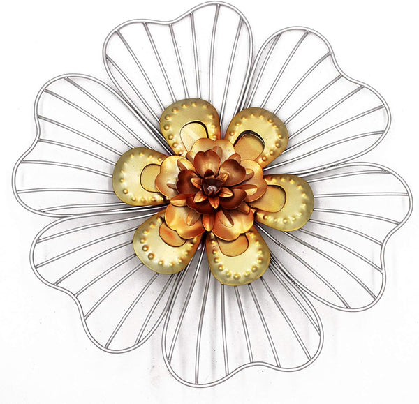 Funerom Vintage Metal Flower Wall Art Decor, Silvery