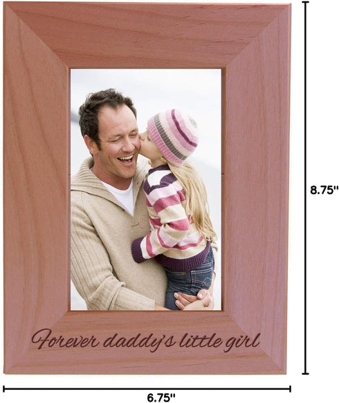 CustomGiftsNow Forever Daddy's Little Girl, Engraved Wood Picture Frame (4x6 Vertical)