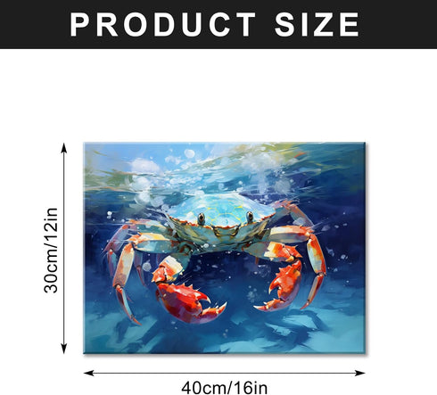 FUNHUA 12x16 Inches Nautical Wall Decor Blue Crab Canvas Paintings Abstract Modern Marine Artwork Beach Decorations