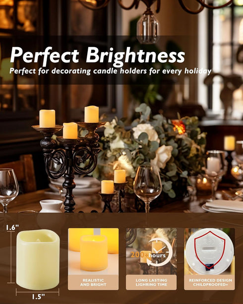 24Pack Candles,200+Hour Homemory Flickering Flameless Votive Electric Fake Candles,Battery Operated LED Tealight
