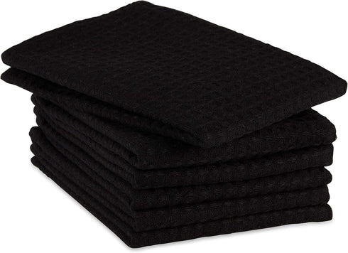 DII 6 Piece Recycled Cotton Kitchen Collection Dishtowel Set, 18x26, Black