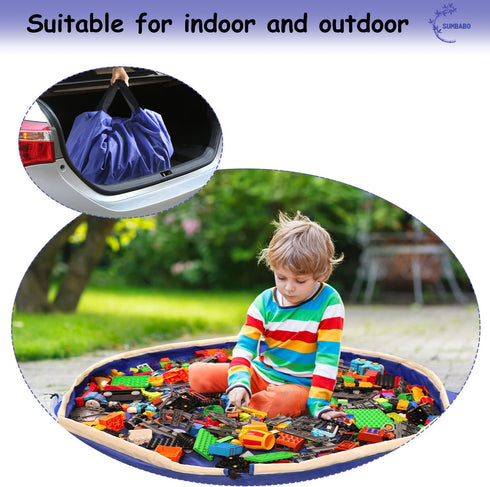 SUMBABO 47inch Toy Storage Mat Bag by Drawstring for Lego - Play Mat Bag Toy Storage Container for Kids with Cap can as
