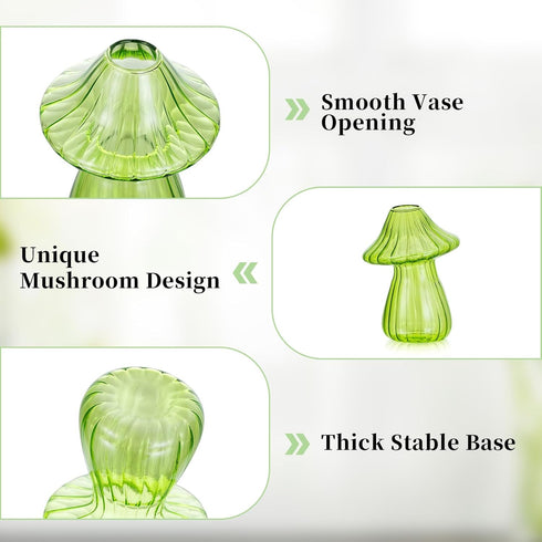 Set 5 Glasseam Mushroom Plant Propagation Stations: Cute Glass Terrarium Jar Propagation Vase of Hydroponic Planters