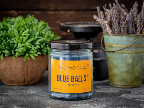 Blue Balls - Blueberry Scented Candle - Funny 6 Ounce Jar Candle