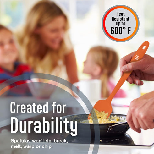 Kaluns Silicone Spatula Set, 4 Rubber Spatulas 600°F Heat Resistant, Nonstick Seamless Design with Stainless Steel