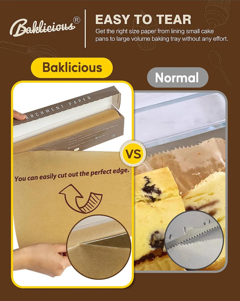 Unbleached Parchment Paper Roll for Baking, 13 in x 242 Ft, Non-stick Baking Paper for Cookies, Bread, Oven