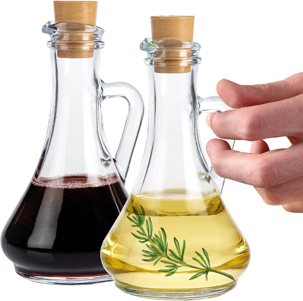Crystalia Olive Oil and Vinegar Dispenser Set, Handmade Oil and Vinegar Cruet