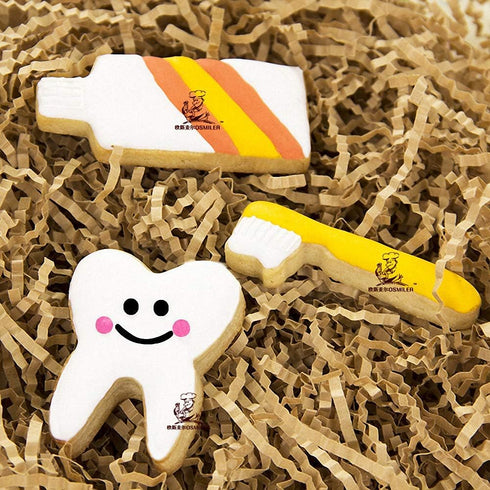 6Pcs Cute Stainless Steel Tooth Brush/Toothpaste Cookie Cutter, Baby Kids First Tooth Party Decorations