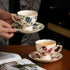 KAMMAK Set 2, 6.8-Ounce Tea Cups and Saucers of Porcelain Coffee Cups, Stackable Espresso Mugs, Ceramic Demitasse