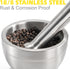 Sets 18/8 Bekith Mortar and Pestle Brushed Stainless Steel Spice Grinder Pill Crusher Molcajete Herb Bowl